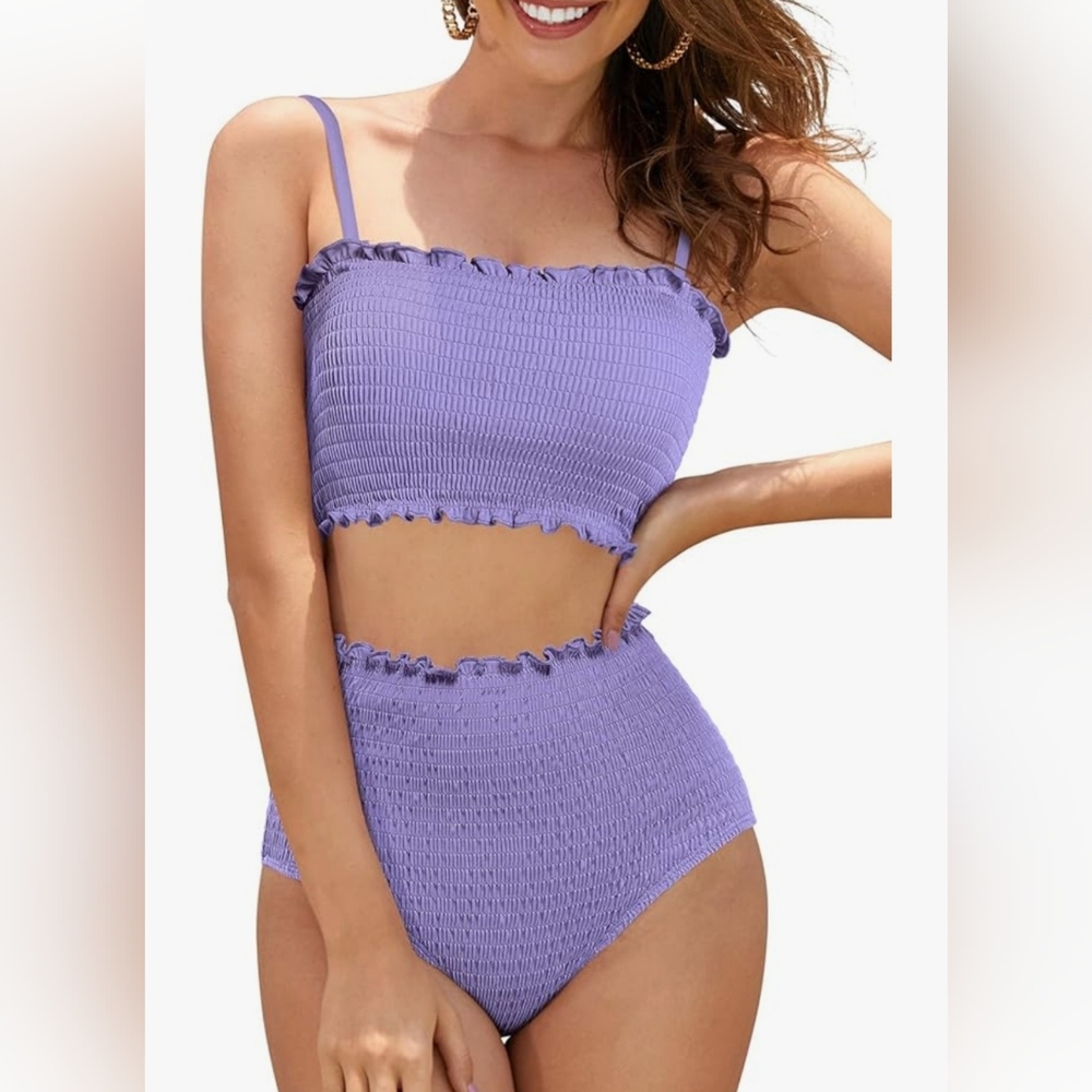 Shekini Purple Ruffled Women's Bikini Bottoms M
